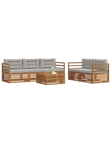 Set di divani con cuscino 6 pcs Grigio Naturale e Chiaro
