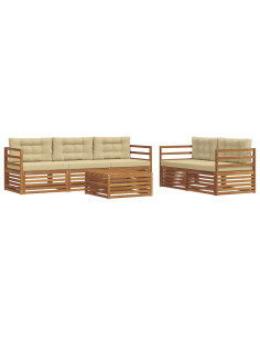 Set di divani con cuscino 6 pcs Naturale e Beige 2
