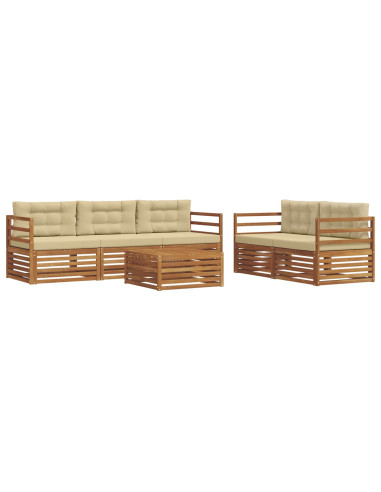 Set di divani con cuscino 6 pcs Naturale e Beige