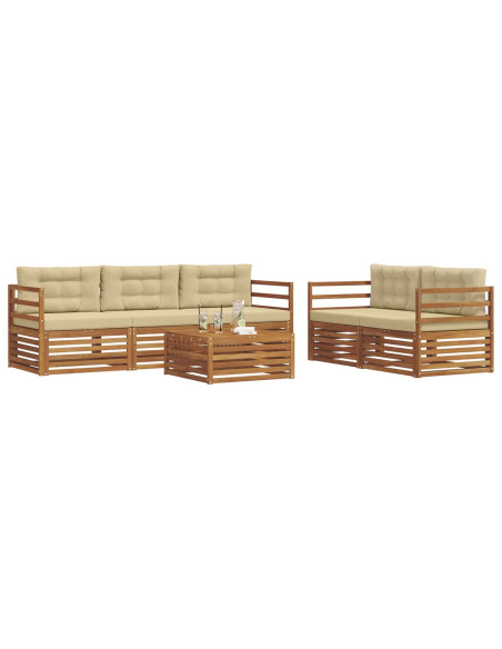 Set di divani con cuscino 6 pcs Naturale e Beige
