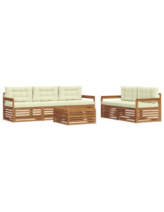Set di divani con cuscino 6 pcs Naturale e Crema 2