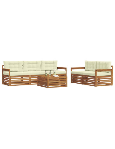 Set di divani con cuscino 6 pcs Naturale e Crema
