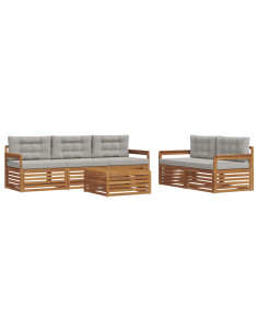 Set di divani con cuscino 6 pcs Grigio Naturale e Chiaro 2