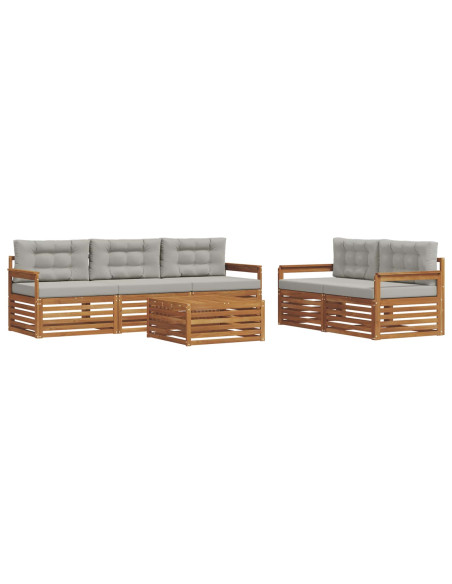 Set di divani con cuscino 6 pcs Grigio Naturale e Chiaro