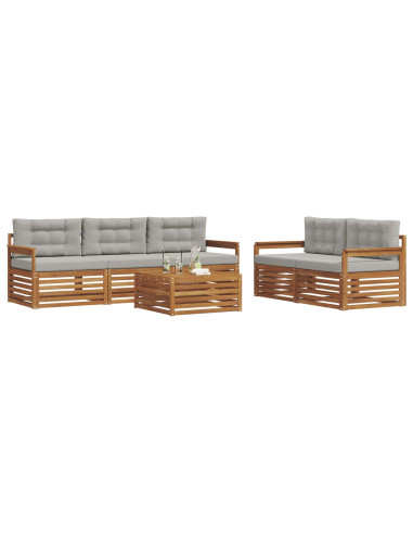 Set di divani con cuscino 6 pcs Grigio Naturale e Chiaro