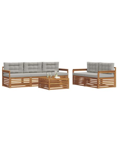 Set di divani con cuscino 6 pcs Grigio Naturale e Chiaro