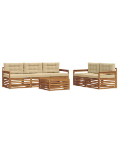 Set di divani con cuscino 6 pcs Naturale e Beige 2
