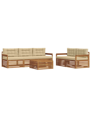 Set di divani con cuscino 6 pcs Naturale e Beige