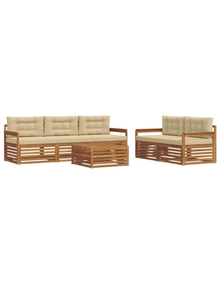 Set di divani con cuscino 6 pcs Naturale e Beige