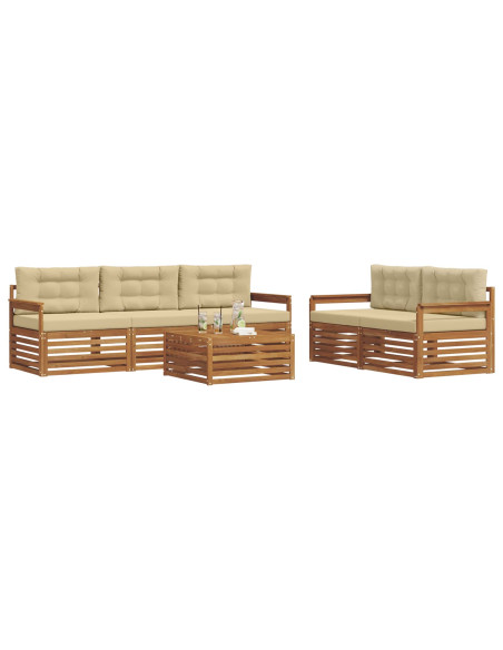 Set di divani con cuscino 6 pcs Naturale e Beige