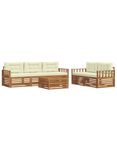 Set di divani con cuscino 6 pcs Naturale e Crema 2