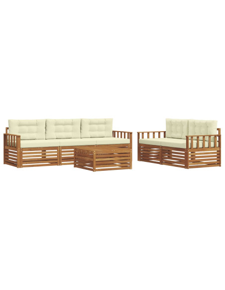 Set di divani con cuscino 6 pcs Naturale e Crema