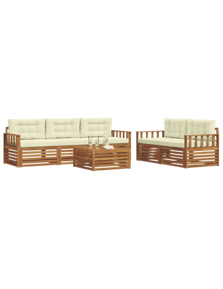 Set di divani con cuscino 6 pcs Naturale e Crema