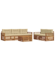 Set di divani con cuscino 6 pcs Naturale e Beige 2