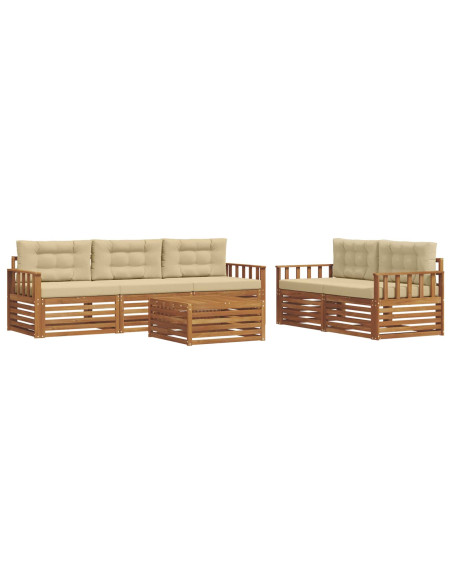 Set di divani con cuscino 6 pcs Naturale e Beige