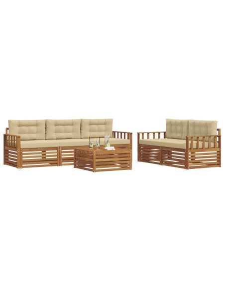 Set di divani con cuscino 6 pcs Naturale e Beige