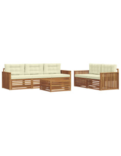 Set di divani con cuscino 6 pcs Naturale e Crema 2