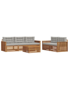 Set di divani con cuscino 6 pcs Grigio Naturale e Chiaro 2
