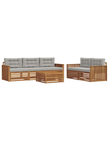 Set di divani con cuscino 6 pcs Grigio Naturale e Chiaro
