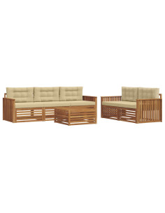 Set di divani con cuscino 6 pcs Naturale e Beige 2