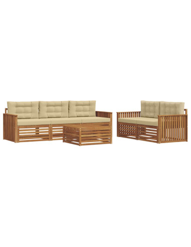 Set di divani con cuscino 6 pcs Naturale e Beige