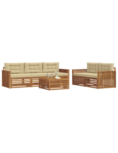 Set di divani con cuscino 6 pcs Naturale e Beige