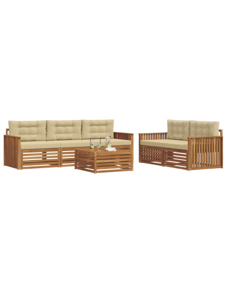 Set di divani con cuscino 6 pcs Naturale e Beige