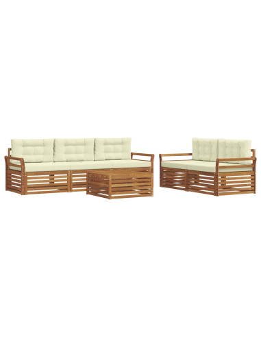Set di divani con cuscino 6 pcs Naturale e Crema