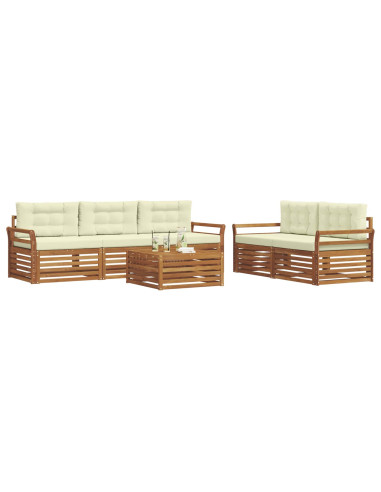Set di divani con cuscino 6 pcs Naturale e Crema