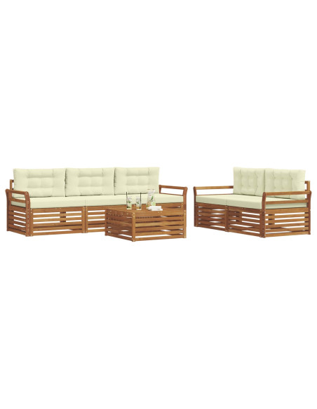 Set di divani con cuscino 6 pcs Naturale e Crema