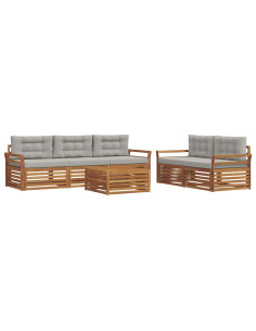 Set di divani con cuscino 6 pcs Grigio Naturale e Chiaro 2