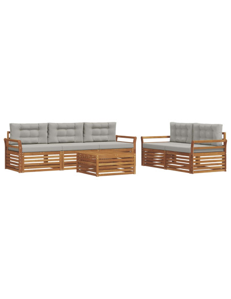 Set di divani con cuscino 6 pcs Grigio Naturale e Chiaro