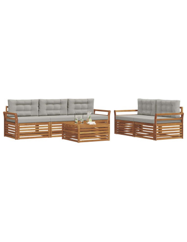 Set di divani con cuscino 6 pcs Grigio Naturale e Chiaro