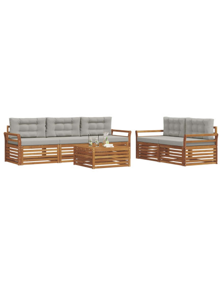 Set di divani con cuscino 6 pcs Grigio Naturale e Chiaro