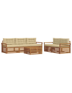 Set di divani con cuscino 6 pcs Naturale e Beige 2