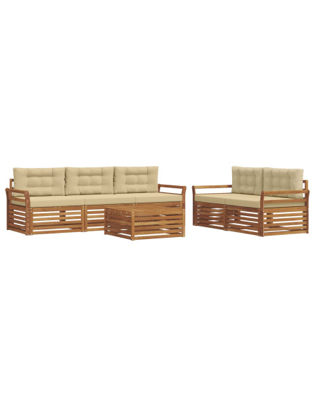 Set di divani con cuscino 6 pcs Naturale e Beige