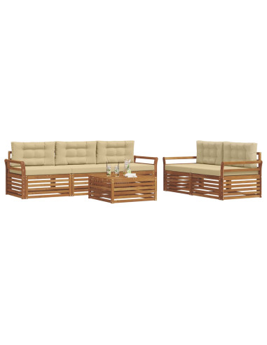 Set di divani con cuscino 6 pcs Naturale e Beige