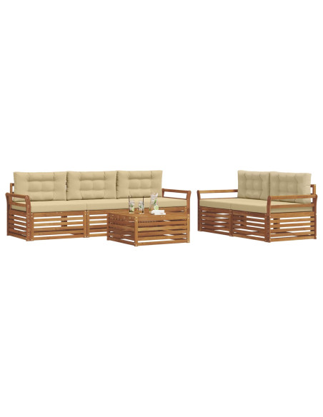 Set di divani con cuscino 6 pcs Naturale e Beige