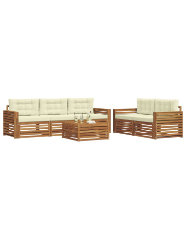 Set di divani con cuscino 6 pcs Naturale e Crema