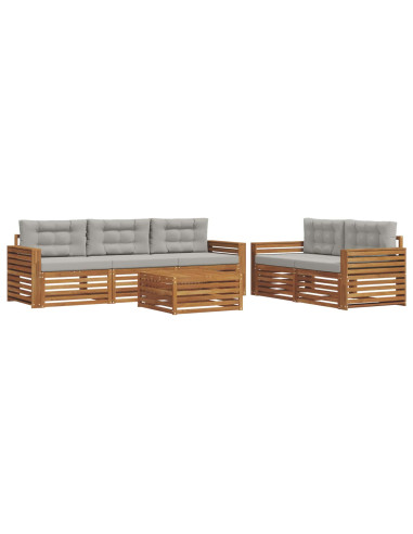 Set di divani con cuscino 6 pcs Grigio Naturale e Chiaro