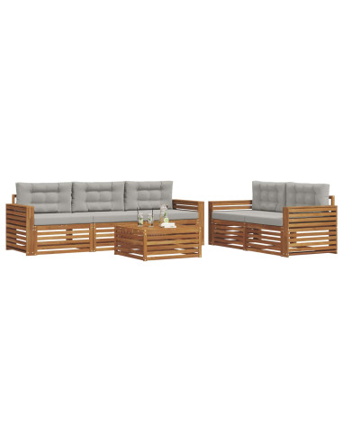 Set di divani con cuscino 6 pcs Grigio Naturale e Chiaro
