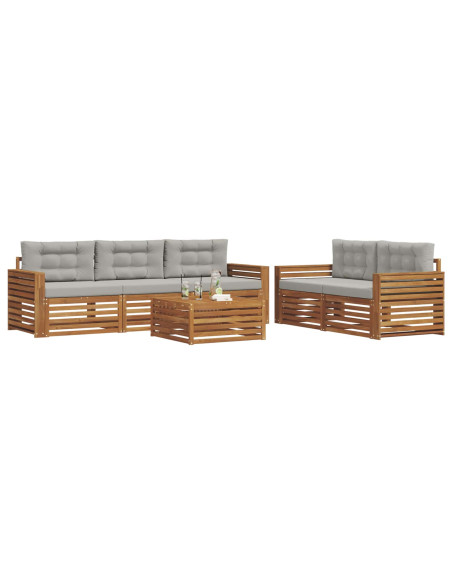 Set di divani con cuscino 6 pcs Grigio Naturale e Chiaro