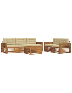 Set di divani con cuscino 6 pcs Naturale e Beige 2