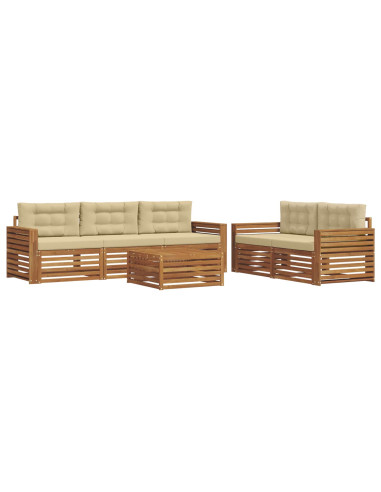 Set di divani con cuscino 6 pcs Naturale e Beige