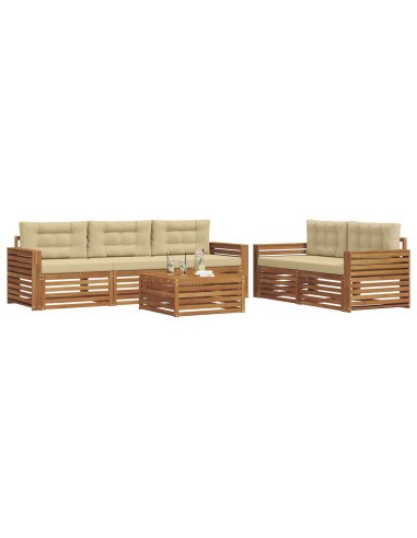 Set di divani con cuscino 6 pcs Naturale e Beige