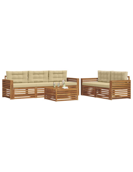 Set di divani con cuscino 6 pcs Naturale e Beige