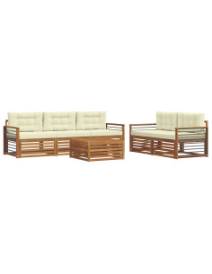 Set di divani con cuscino 6 pcs Naturale e Crema 2
