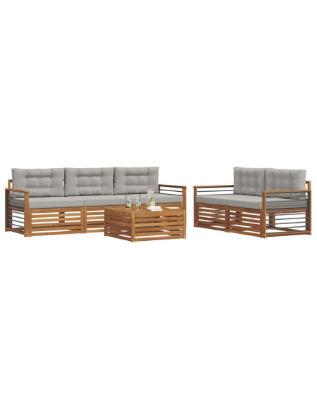 Set di divani con cuscino 6 pcs Grigio Naturale e Chiaro