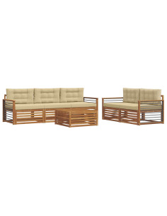 Set di divani con cuscino 6 pcs Naturale e Beige 2