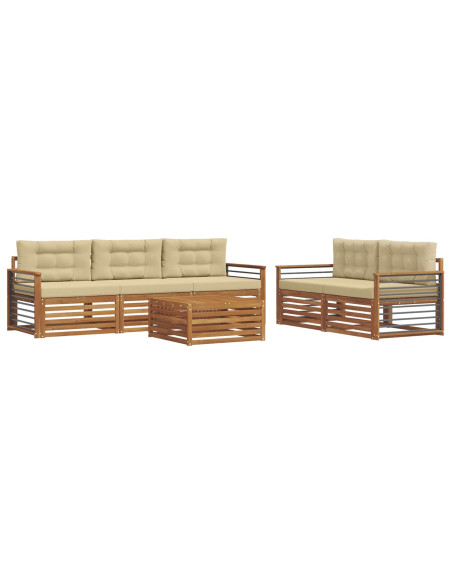 Set di divani con cuscino 6 pcs Naturale e Beige